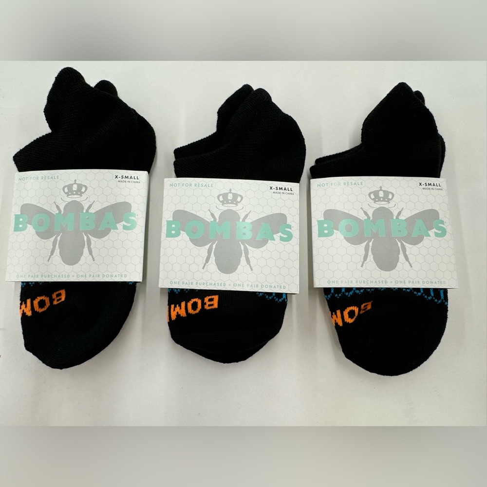 Bombas Youth Ankle Sock XS Black NWT (3 pair)